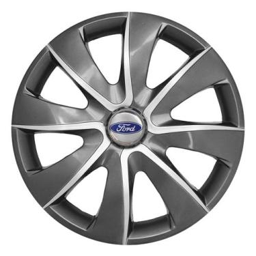 Imagem de Calota esportiva prime 14 graphite silver + emblema ford - Garagem Onl