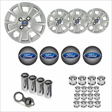 Imagem de Jogo Calota Aro 14 Ka 2012 2013 Ford + Emblema Resinado + Tampa Ventil
