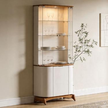 Imagem de Cristaleira Para Sala de Jantar Bar 3 Portas Verbena N01 Off White Ypê - Lyam Decor