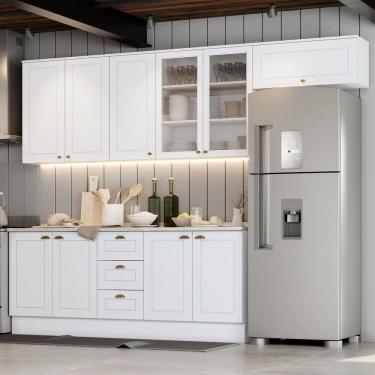 Imagem de Cozinha Compacta de 05 Peças Nova York 10 Portas 3 Gavetas MDF Branco