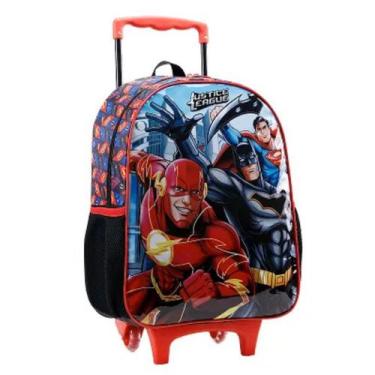 Imagem de Mochila Liga da Justiça Batman Super Homem e Flash Escolar com Rodinha