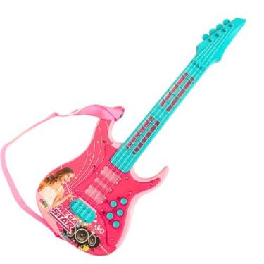 Imagem de Guitarra Infantil Rosa Som Luz Mega Star INSTRUMENTO MUSICAL - BBR, GU
