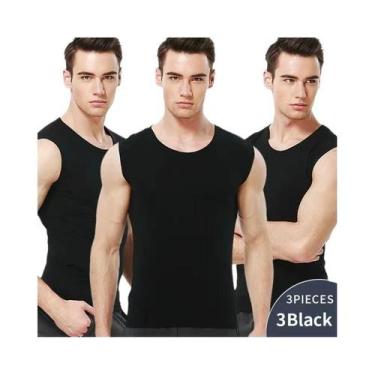 Imagem de Camiseta Sem Mangas Masculina Em Algodão, Cor Sólida, Ajuste Slim, Top