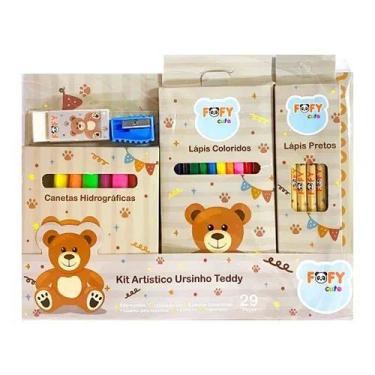 Imagem de Kit Artístico Ursinho Teddy Fofy  Kit Criativo Infantil com 29 peças
