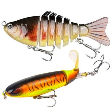 Imagem de Kit 2 Iscas Artificial Hélice premium Articulada Pesca 10cm Cor:Laranj