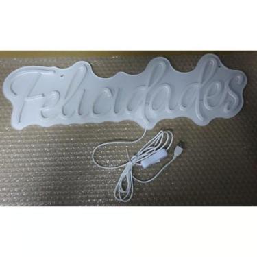 Imagem de Placa led neon felicidades- 30cm com fonte - NoBrand