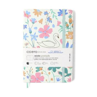 Imagem de Caderneta Cicero Lagoa Pontado 14x21 Cisne Floral Off White