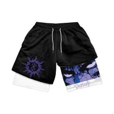 Imagem de Shorts De Treino Esportivos Masculinos plus Size Y2K Anime Maniac Para