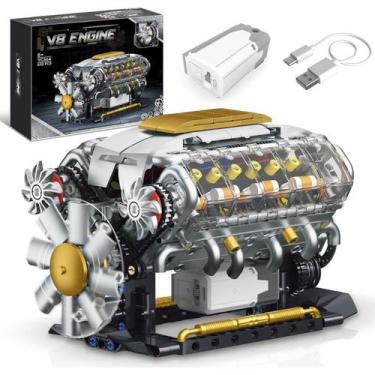 Imagem de Bloco de Montar Brastoy Motor V8 692 peças Brinquedo Educativo Constru