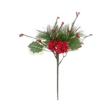 Imagem de Arranjo De Natal Com Pinhas Vermelhas Artificiais Para Decoração De Ca
