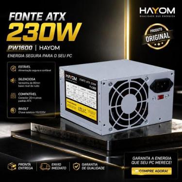 Imagem de Fonte ATX 230W Hayom PW1600 Bivolt 24 Pinos Para PC Desktop, Bivolt