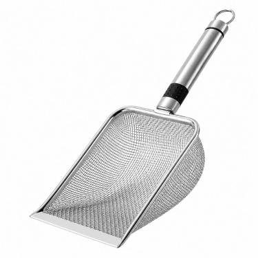 Imagem de Pá Coletora com Peneira para Gatos em Aço Inoxidável Inox 10CM 28,8CM 1 Peça