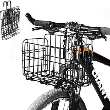 Imagem de GQYYS Cesta de bicicleta, cesta de bicicleta, dobrável, de arame traseiro, cesta de bicicleta, suporte de carga para bicicleta, acessórios de bicicleta para pendurar bicicleta, cesta de bicicleta