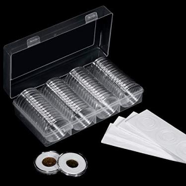 Imagem de FRIMOONY Cápsulas de moeda de 41 mm, com junta de espuma e caixa de armazenamento de plástico, para coleção de moedas