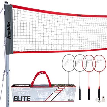 Imagem de Franklin Sports Conjunto de rede de badminton Elite – Inclui raquetes de badminton, bastões/rede, estaca, cordas, kit de limite – badminton de vôlei de praia ou quintal – Fácil configuração