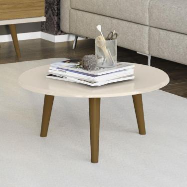 Imagem de Mesa de Centro Sala de Estar Brilhante Cor Off White