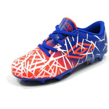 Imagem de Chuteira Umbro GRASS 3 Campo Laranja/Azul Infantil
