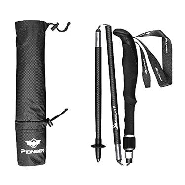 Imagem de Bastões de caminhada 99% fibra de carbono - bastões de caminhada telescópicos ajustáveis leves e dobráveis - bastões de caminhada profissionais duráveis à prova de choque para mochila/acampamento/para homens, mulheres - 1 peça