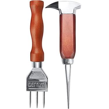 Imagem de Conjunto picador de gelo de aço inoxidável com cabo de madeira, picador de gelo estilo japonês ideal para bares e casa (7.24 in+6.8in)