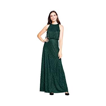Imagem de Adrianna Papell Vestido feminino frente única com contas Art Déco, Esmeralda empoeirada, 42