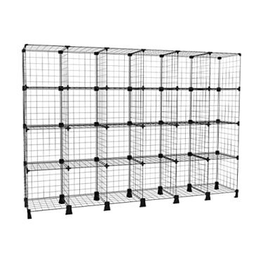 Imagem de Estante Organizador Aramada Balcão de Atendimento Expositor de Loja 24 Nichos Prateleira Multiuso Preto