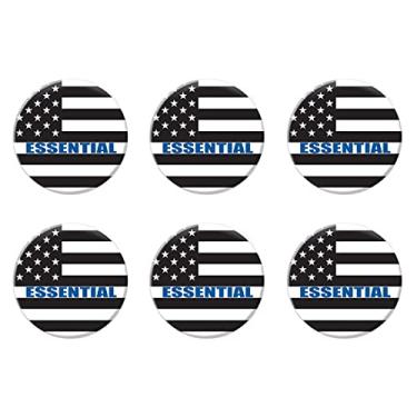Imagem de Beistle 6 peças de broche Thank You Essential Workers Appreciation Broche de botão e lembrancinhas patrióticas de festa, 5 cm, preto/branco/azul