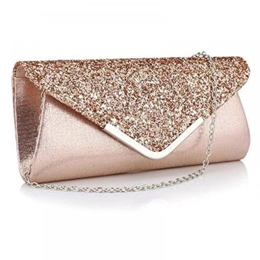 Imagem de Bolsa de mão feminina para noite, formatura, glitter, envelope cintilante, para casamento e festa, rosa, One Size