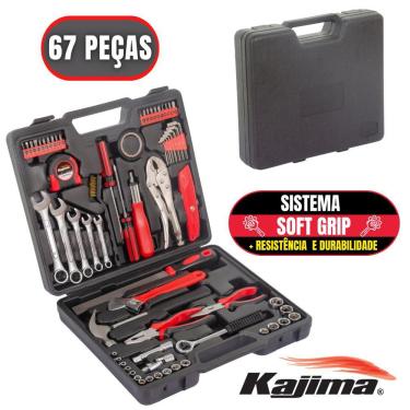 Imagem de Jogo De Chaves E Ferramentas Kajima JFH67P Com 67 Peças Sistema Soft Grip Com Maleta Pl...