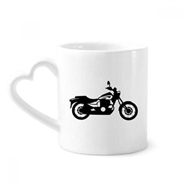 Imagem de Caneca de cerâmica preta com ilustração mecânica de motocicleta copo de coração de vidro