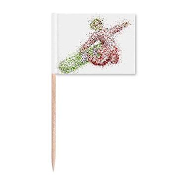 Imagem de Skate esportivo de inverno padrão aquarela palito bandeiras marcador decoração de festa