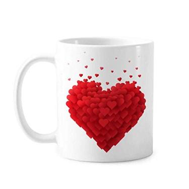 Imagem de Caneca de cerâmica em formato de corações vermelhos para o dia dos namorados cerâmica xícara de café e porcelana