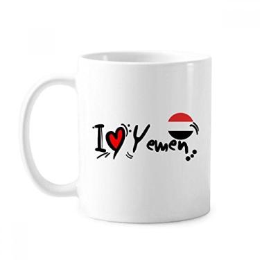 Imagem de I Love Yemen Word Flag Love Heart Illustration Mug Cerâmica Coffee Porcelain Cup Tableware