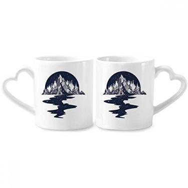 Imagem de Conjunto de canecas de porcelana Iceberg Stream Stars Art Pattern Casal Ceramic Lover Cup Heart Handle