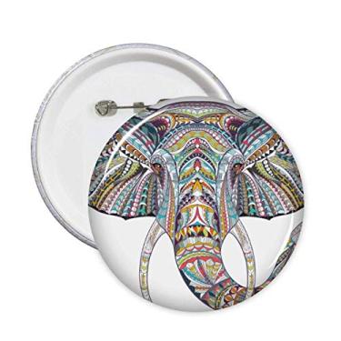 Imagem de Broche de design de elefante colorido estilo mosaico com emblema de botão para decoração 5 peças