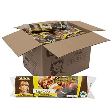 Imagem de Kit 50 Sacos de espetinho de madeira Gina 25 cm com 100 unidades para Churrasco Doces Crepes Artesanato Algodão Doce Marshmallow Kafta Queijo