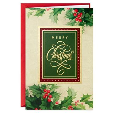 Imagem de Cartões de Natal em caixa Hallmark, Holiday Holly, 5.25" x 7.75"