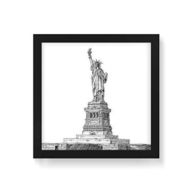 Imagem de Arte Maníacos Quadro Decorativo Estátua da liberdade Linhas - 50x50cm (Moldura em laca preta)