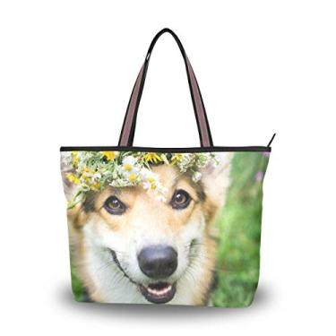 Imagem de Bolsa de ombro My Daily feminina Wales Corgi Pembroke com flores para cães, Multi, Medium