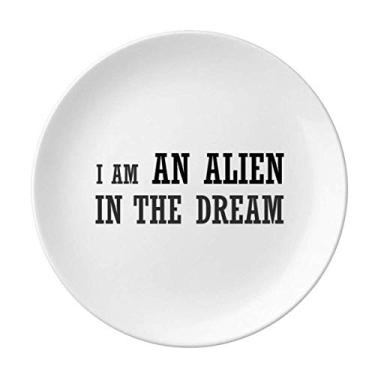 Imagem de Prato decorativo I Am An Alien In The Dream Salver de porcelana para jantar