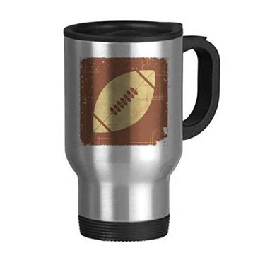 Imagem de Caneca de viagem com estampa marrom e ilustração esportiva de futebol com tampa flip em aço inoxidável copo de carro copo térmico
