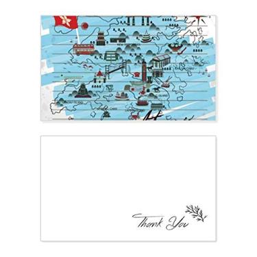 Imagem de Mapa local de Hong Kong, cartão de agradecimento, aniversário, saudações, casamento, agradecimento