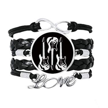 Imagem de OFFbb-USA Pulseira de música de instrumento clássico com graves, acessório de amor, corda de tricô de couro torcido, presente