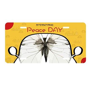 Imagem de DIYthinker Borboleta com asas brancas escuras, placa de carro decoração Dia da Paz