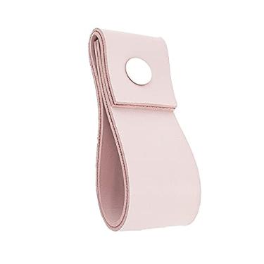 Imagem de Puxador Doba Parafuso - Textura de Couro Rosa - Parafuso Branco