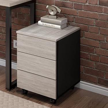 Imagem de Gaveteiro Volante 3 Gavetas Home Office Pandin Móveis Nogueira Casa Blanca/preto