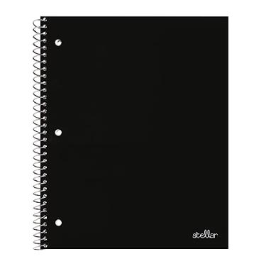 Imagem de Caderno de poliéster Stellar Brand Office Depot(R) 8" x 10 1/2", 1 assunto, pauta larga, 200 páginas (100 folhas), preto