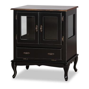 Imagem de Cristaleira Antique Baixa Lateral Com 2 Portas de Vidro e 1 Gaveta 1004 Preta