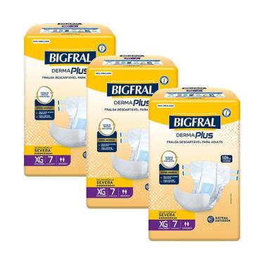 Imagem de Kit 3 Fraldas Geriátricas Bigfral Derma Plus XG com 7un cada