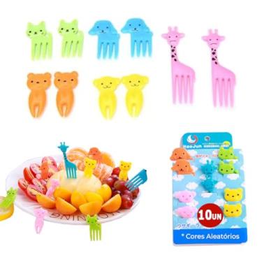Imagem de Mini Garfinhos Palitinhos Infantil Crianças para Petiscos, Lanches e Lancheiras Para Frutas. FORMATO: ANIMAIS DIVERTIDOS - 10pçs