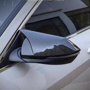Imagem de LAVIYE Carro Retrovisor Lateral Espelho Tampa Asa Exterior Adesivo Porta Retrovisor Caso Guarnição Fibra de Carbono, Para Hyundai Elantra 2021 2022